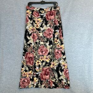 EVAN PICONE Black Label Floral Wrinkle Resistant Packable Maxi Jersey Knit Skirt